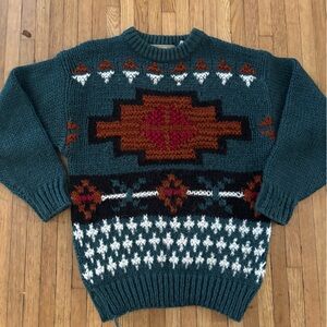 🔥 Vintage 90’s Forum Western Wear Sweater jacquard knit designs multi color Med